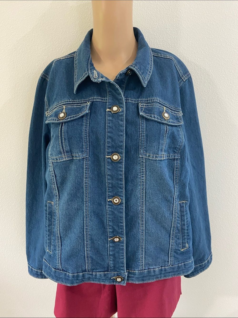 Christopher & Banks Blue Denim Button-Front Jacket PXL